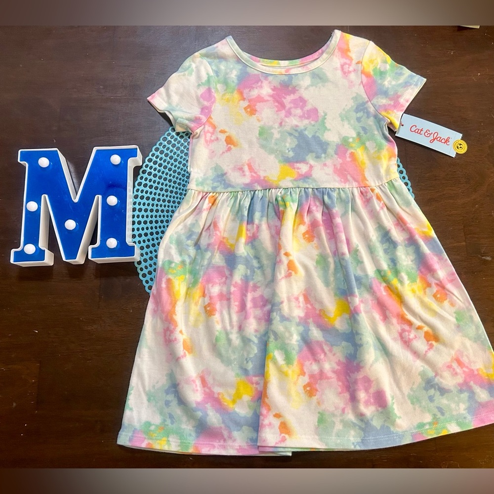Cat & Jack Multicolor Tie-Dye Kids Dress, 5T, new with tag.